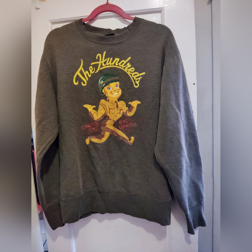 Mens The Hundreds Gray Crewneck Graphic Pullover Long Sleeve Sweatshirt Medium M